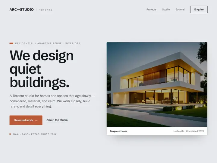 Arc Studio landing page concept