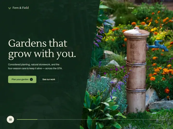 Fern & Field landing page concept