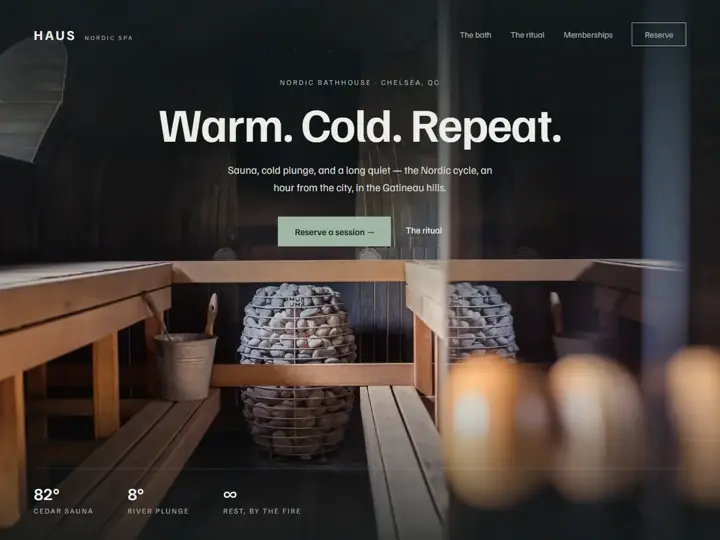 HAUS Nordic Spa landing page concept