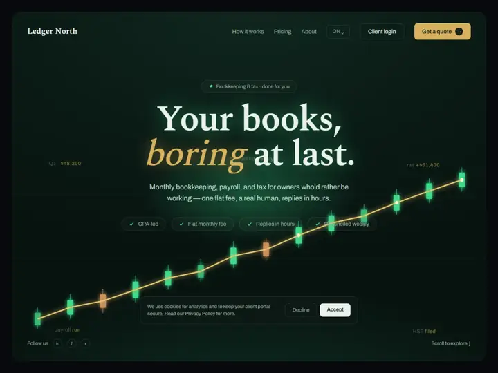 Ledger North landing page concept