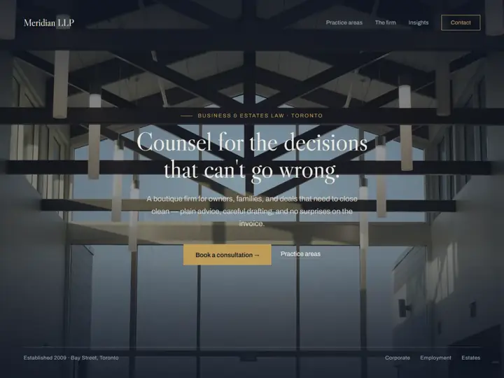 Meridian LLP landing page concept